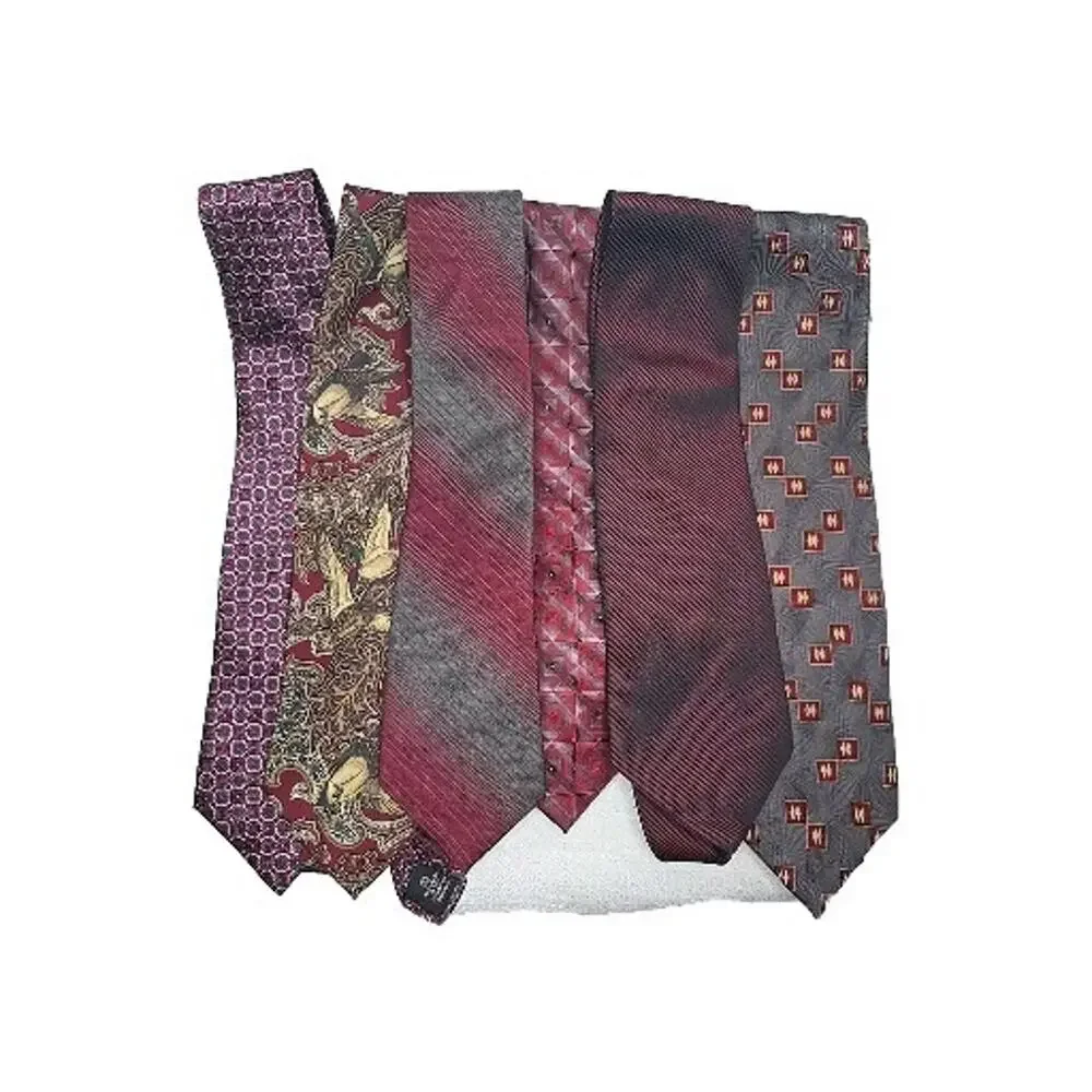 Lot of 6 Vintage Ties Designer Neckties Burgandy Collection Mallard Paisley Silk